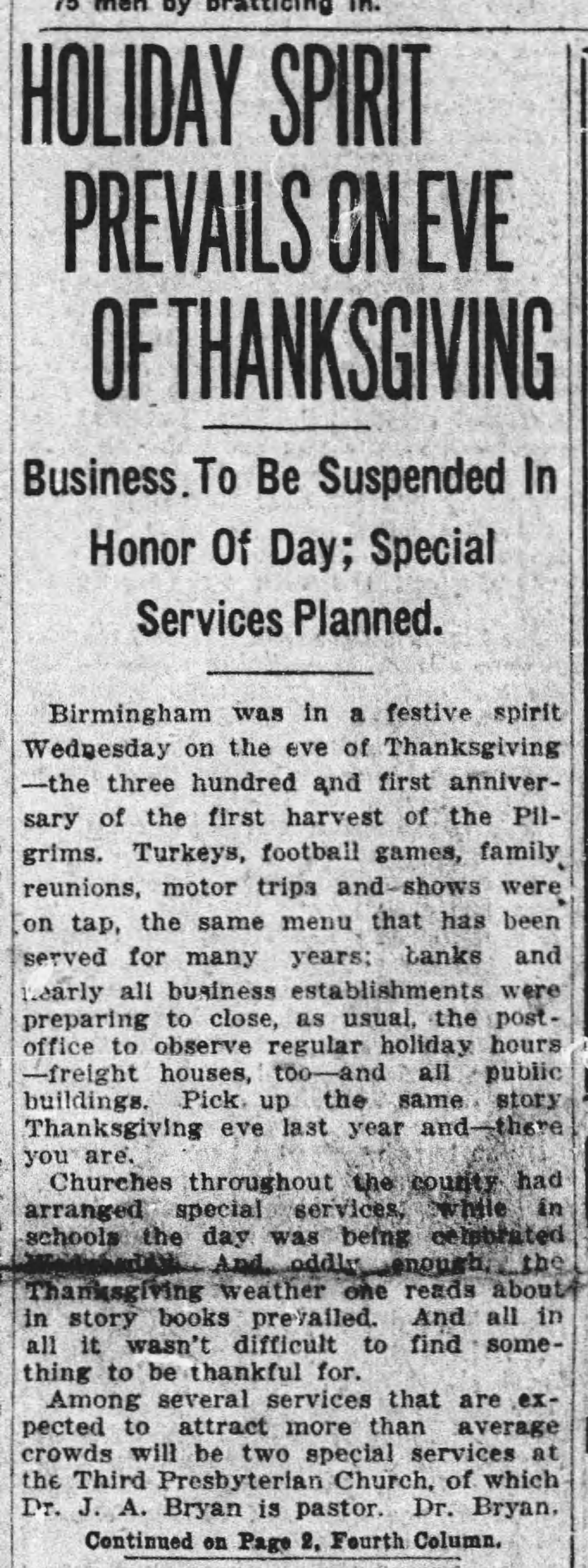 Holiday Spirit Prevails On Eve of Thanksgiving